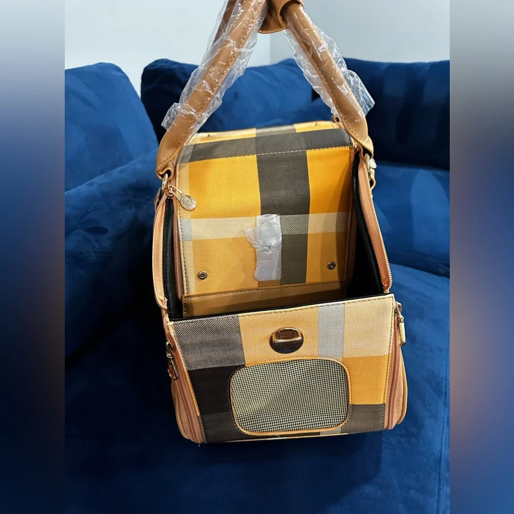 Dog Carrier, Cat Carrier, Pet Carrier, Foldable Premium PU Leather Dog Purse